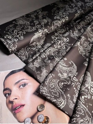 Шелк "Атланта" хакки с принтом "Восточные огурцы"