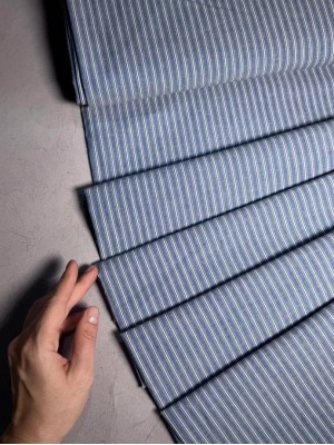 Х/б ткань оттенок "Джинс" в белую мелкую полоску