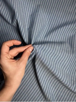 Х/б ткань оттенок "Джинс" в белую мелкую полоску