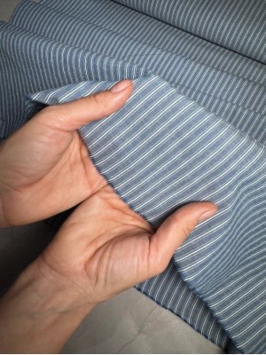 Х/б ткань оттенок "Джинс" в белую мелкую полоску