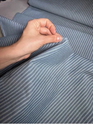 Х/б ткань оттенок "Джинс" в белую мелкую полоску