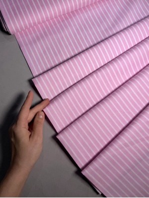 Х/б ткань рубашечная. Белые и розовые полоски.