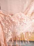 Шифон крэш с вышивкой по одному краю (розовый)