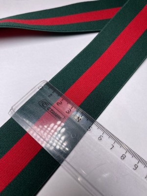 Резинка "GUCCI" (оттенок "Зеленый с красной полосой", ширина 5 см.)
