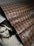 Костюмная ткань в клетку с пайетками (коричневая) 