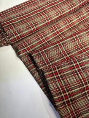 Костюмная ткань "Шотландка" (оттенок "Красно-бежевый") 