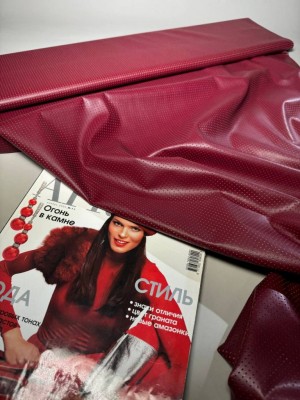 Эко-кожа с мелкой перфорацией (оттенок "Вишня")