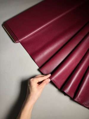 Эко-кожа с мелкой перфорацией (оттенок "Вишня")