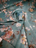 Крэш шифон "Plain" (оттенок "Бирюза", принт "Букеты цветов")