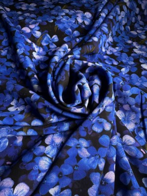 Вискоза "Flora" (принт "Синие цветы")