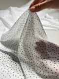Шифон (оттенок "Белый", принт "Мелкий черный горох")
