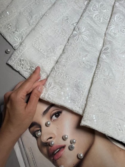 Тенсель с вышивкой "Dolce" ( оттенок "Айвори")