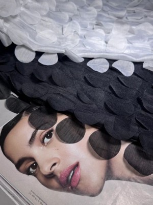 Хлопок с органзой " Живой горох " (Оттенок  "Black") 