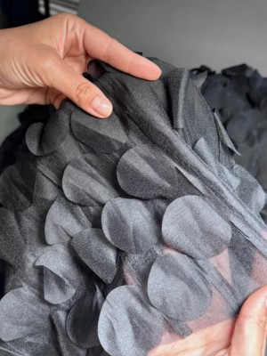 Хлопок с органзой " Живой горох " (Оттенок  "Black") 