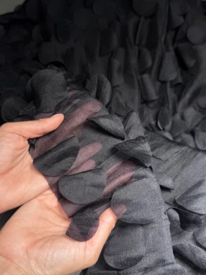 Хлопок с органзой " Живой горох " (Оттенок  "Black") 