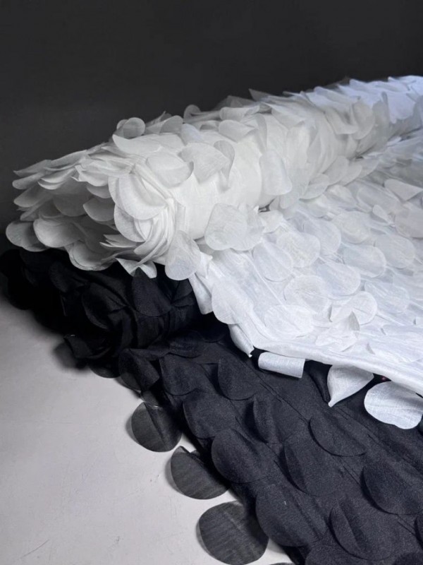 Хлопок с органзой " Живой горох " ( Оттенок  "White")