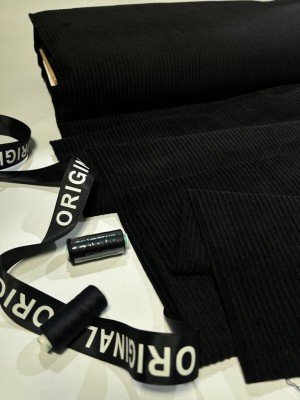 Вельвет  "Корд". Оттенок "Черный "