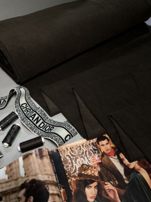 Вельвет  "Рубчик" . Оттенок "Темный хаки "