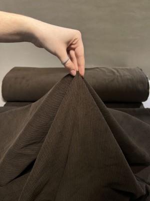 Вельвет  "Рубчик" . Оттенок "Темный хаки "