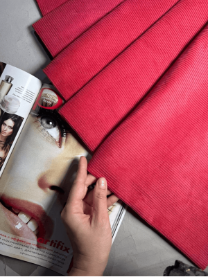 Вельвет  "Рубчик" в  оттенке "Коралловый закат"