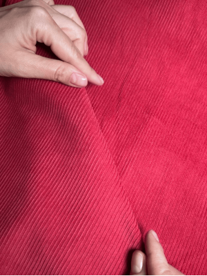 Вельвет  "Рубчик" в  оттенке "Коралловый закат"