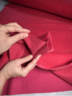 Вельвет  "Рубчик" в  оттенке "Коралловый закат"