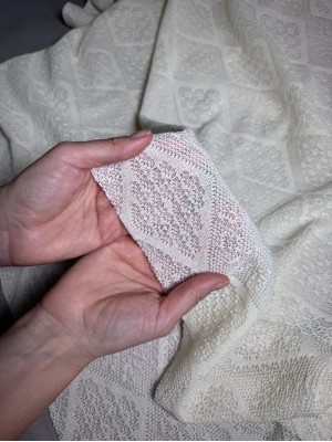 Трикотаж ажурный "Лолита". Оттенок: топленое молоко. 