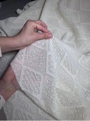 Трикотаж ажурный "Лолита". Оттенок: топленое молоко. 