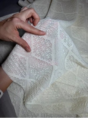 Трикотаж ажурный "Лолита". Оттенок: топленое молоко. 